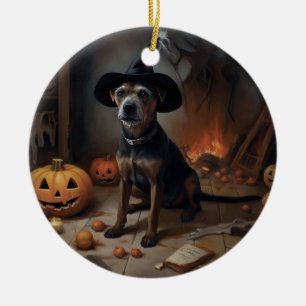 Ornamento De Cerâmica Chesapeake Bay Terrier Pumpkins Halloween Ascarado