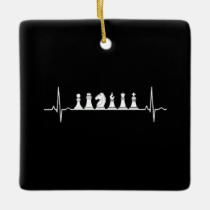 Ornamento De Cerâmica Chess Heartbeat Play Chess
