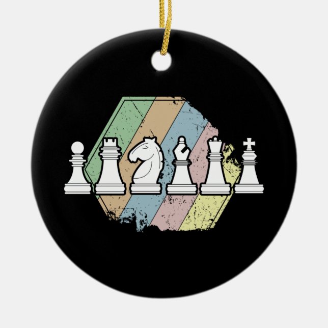 Ornamento De Cerâmica Chess Retro (Frente)