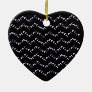 Ornamento De Cerâmica Chevron Pastel Purple Hearts Nero Cerâmica
