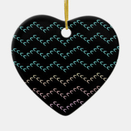 Ornamento De Cerâmica Chevron Pastel Rainbow Hearts Nero Noctis Ornament