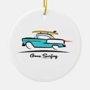Ornamento De Cerâmica Chevy Hardtop Coupe Surfing 1955