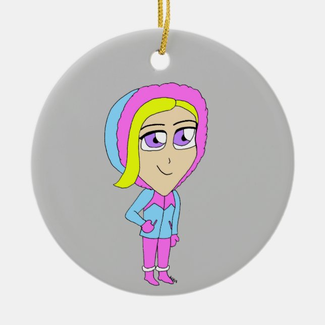 Ornamento De Cerâmica chibi (Frente)