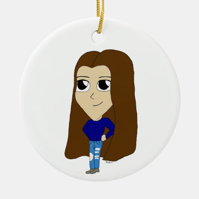 Ornamento De Cerâmica chibi (Frente)