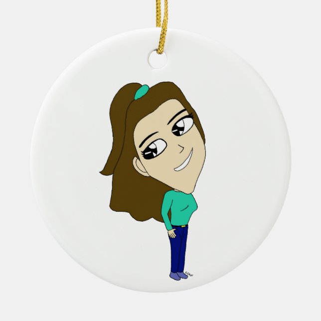 Ornamento De Cerâmica chibi (Frente)