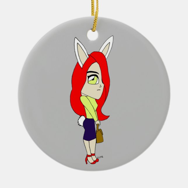 Ornamento De Cerâmica chibi bunnygirl (Frente)