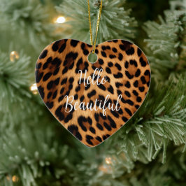 Ornamento De Cerâmica Chic Brown Lepard Imprima Natal