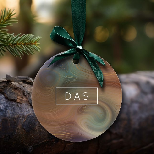 Ornamento De Cerâmica Chic Earthy Strata | Agato natural de pedra de cob (Criador carregado)