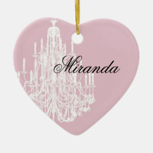Ornamento De Cerâmica Chic Pink Chandelier