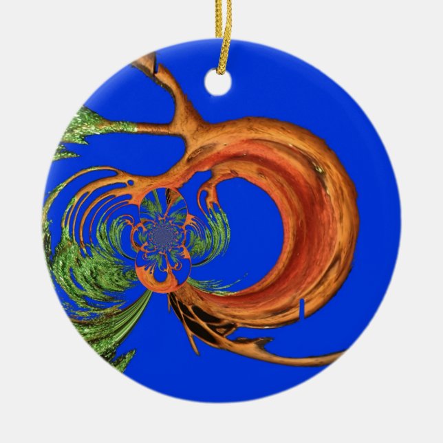 Ornamento De Cerâmica Chic Round Hakuna Matata Marinho Blue coleção (Frente)