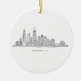 Ornamento De Cerâmica Chicago IL Cityscape Illustration