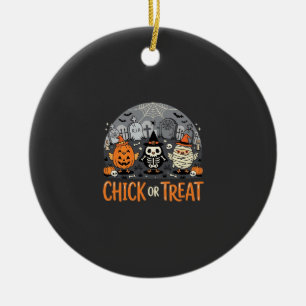 Ornamento De Cerâmica Chick or Treat Design de Cemitério de Halloween Fo