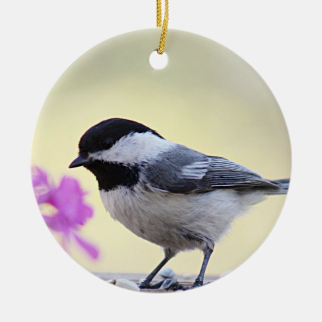 Ornamento De Cerâmica Chickadee (Frente)