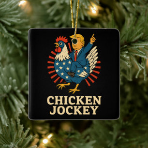 Ornamento De Cerâmica Chicken Jockey Trump Engraçado Memória