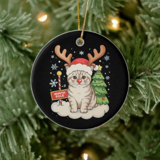 Ornamento De Cerâmica Chifre de Rena de Gato Árvore de Natal Festa de Na