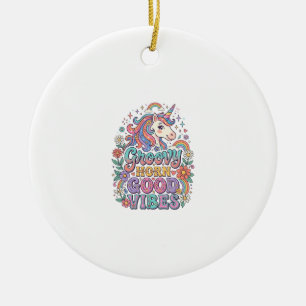 Ornamento De Cerâmica Chifre Groovy Unicórnio Boas Vibrações Encantador 