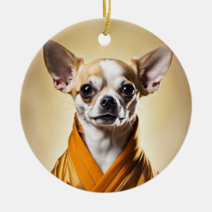 Ornamento De Cerâmica Chihuahua budista