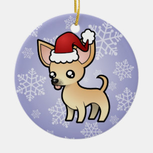 Ornamento De Cerâmica Chihuahua do Natal (alise o casaco)