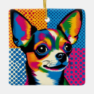 Ornamento De Cerâmica Chihuahua, Estilo Colorido Pop Art,