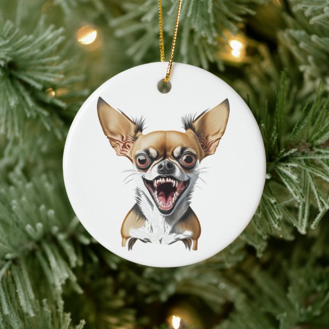 Ornamento De Cerâmica Chihuahua Personalizado | Cães Engraçados (Árvore)