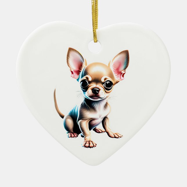 Ornamento De Cerâmica Chihuahua Puppy personalizado (Frente)