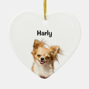 Ornamento De Cerâmica Chihuahua, Watercolor Pet Photo Ornament, Presente