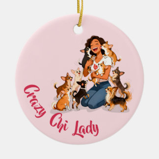Ornamento De Cerâmica Chimigos - Crazy Chi Lady - Chihuahua