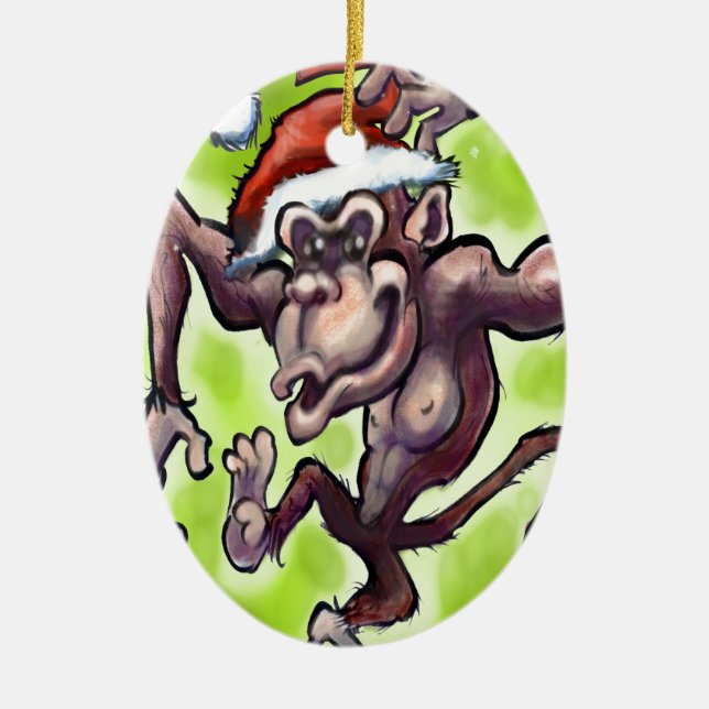 Ornamento De Cerâmica Chimpanzé Natal (Frente)