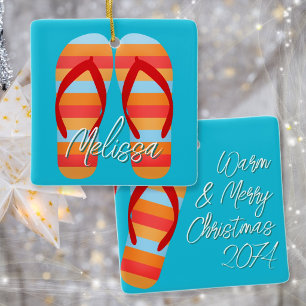 Ornamento De Cerâmica Chinelos de Natal Quentes Personalizados