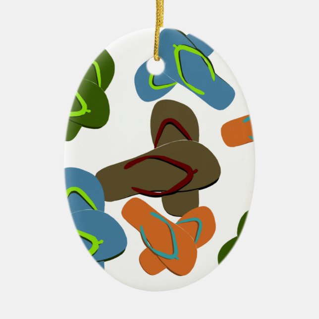 Ornamento De Cerâmica Chinelos de verão (Frente)