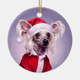 Ornamento De Cerâmica Chinese Crested Santa Christmas
