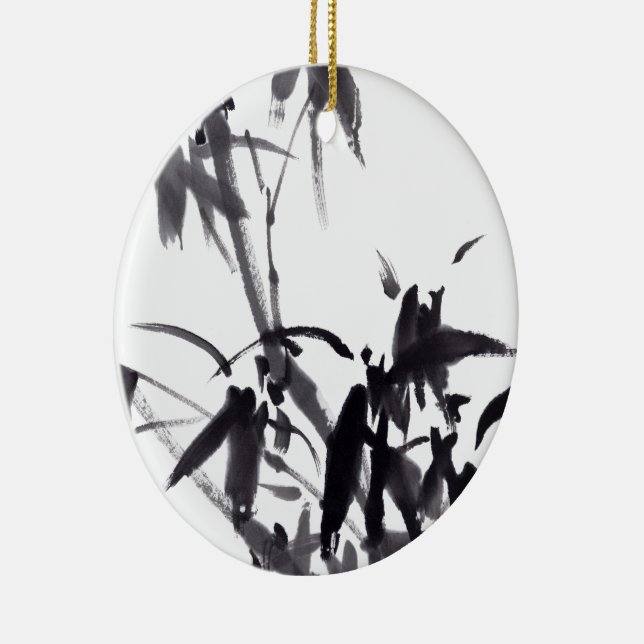 Ornamento De Cerâmica Chinesische Kunst mit Bambusmalerei (Direito )