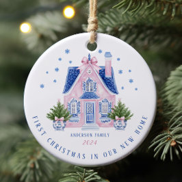 Ornamento De Cerâmica Chinoiserie Nova Casa Primeira Ornação de Natal