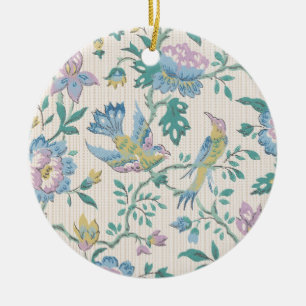 Ornamento De Cerâmica Chinoiserie Padrão Floral Pastel Vintage Pássaro