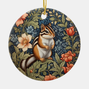 Ornamento De Cerâmica Chipmunk Bonito William Morris Inspirou Floral
