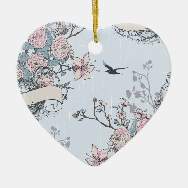 Ornamento De Cerâmica chique pastel (Frente)
