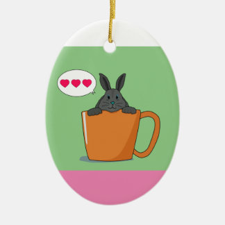 Ornamento De Cerâmica Choco Bunny diz "Oi" Ornaço Cerâmico de Natal