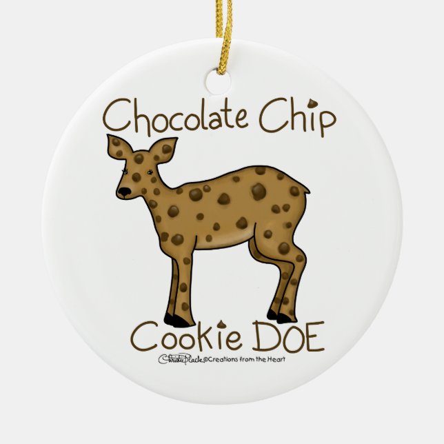 Ornamento De Cerâmica Chocolate Chip Cookie Doe (Frente)