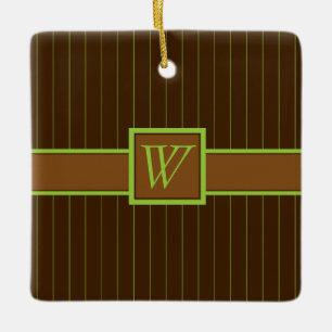 Ornamento De Cerâmica Chocolate com Limão Pinstripes Ornament