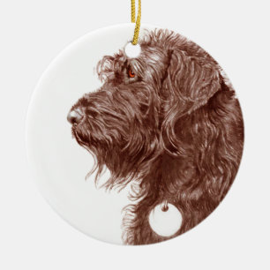 Ornamento De Cerâmica Chocolate Labradoodle
