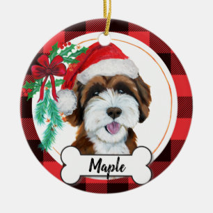 Ornamento De Cerâmica Chocolate Labradoodle / Chocolate Goldendoodle