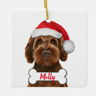 Ornamento De Cerâmica Chocolate Labradoodle / Chocolate Goldendoododle C
