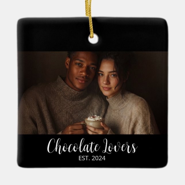 Ornamento De Cerâmica Chocolate Lovers Couple Established Photo Gift (Frente)