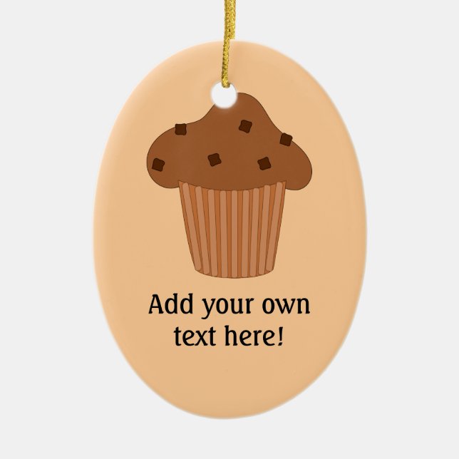 Ornamento De Cerâmica Chocolate Muffin gráfico personalizável (Frente)