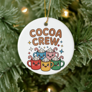 Ornamento De Cerâmica Chocolate Quente Cocoa Crew Kawaii Natal Xmas
