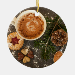 Ornamento De Cerâmica Chocolate Quente de Natal