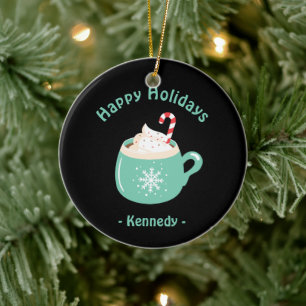 Ornamento De Cerâmica Chocolate Quente de Natal