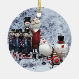 Ornamento De Cerâmica Choir de Natal, com Papais noeis, Snowman, Pinguim
