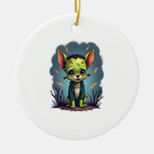Ornamento De Cerâmica Choque de Chihuahua de Frankenstein