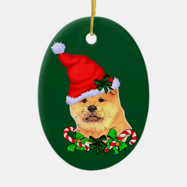 Ornamento De Cerâmica Chow Chow Christmas (Frente)